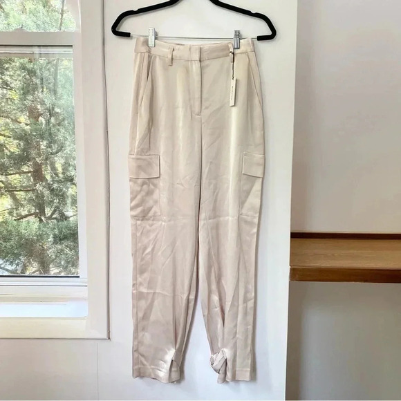 New Aritzia Babaton Refined Cargo Pants High Waist Satin in Blush Pink - Picture 6 of 15
